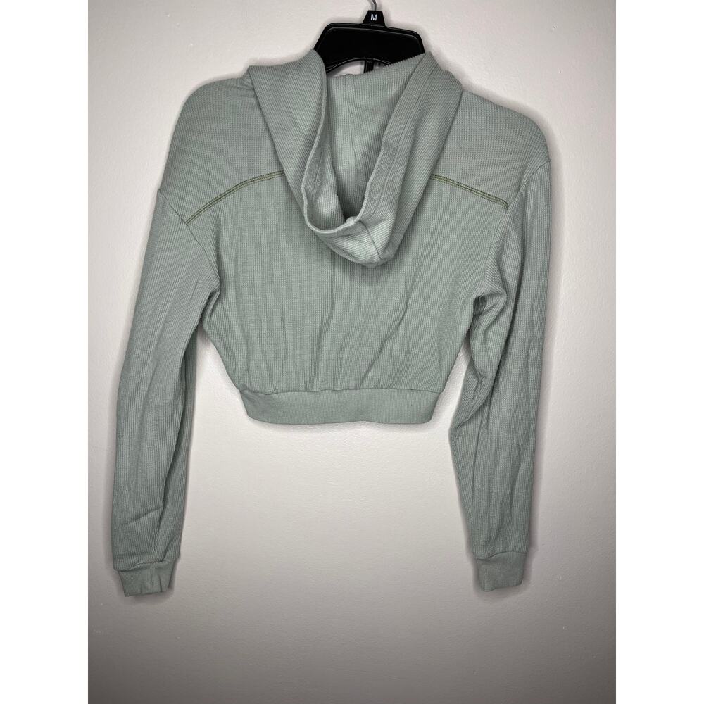 SKIMS Waffle Hoodie Cropped Style Full Zip Sage Green In Size XXS - Picture 3 of 6